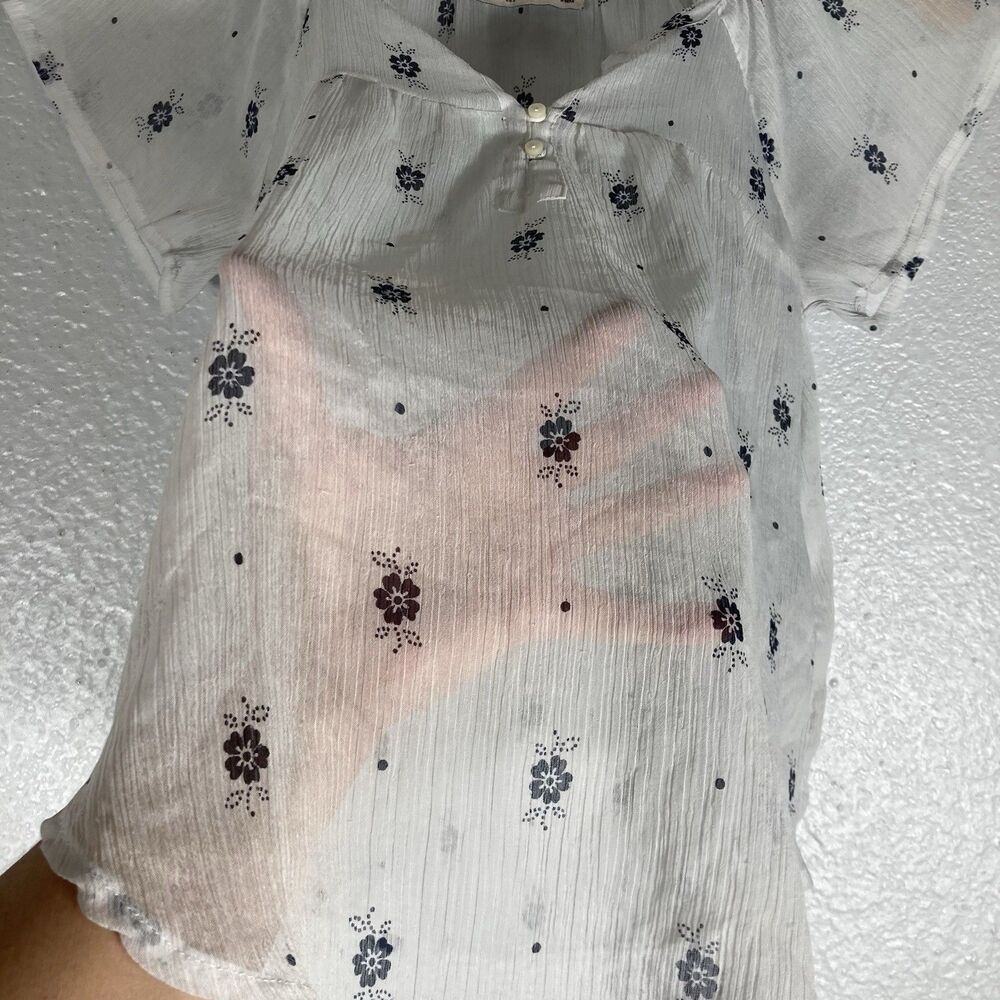 Abercrombie Kids Girls Babydoll Top Size XL Sheer Floral Fairy Boho Peasant - Picture 6 of 9